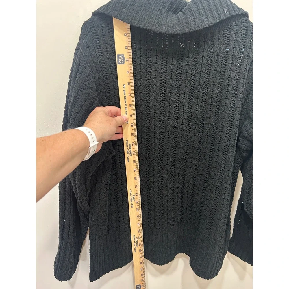 Aerie Sweater Womens Medium Black Chunky Knit Oversized Pullover Collar Cozy - Picture 9 of 10